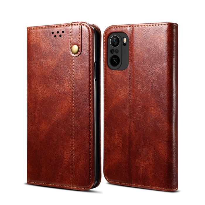 Estuche de cuero con tapa horizontal con textura de caballo loco de cera simple con ranuras para tarjetas y billetera, For Xiaomi Redmi K40 / K40 Pro, For Xiaomi Redmi Note9 4G (CN Version), For Xiaomi Redmi Note 9 5G (CN Version)                      ...