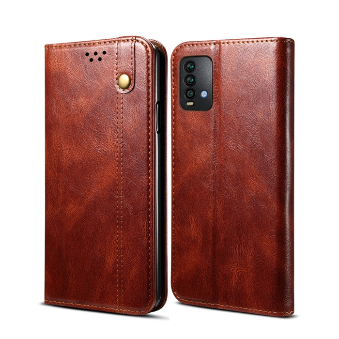 Estuche de cuero con tapa horizontal con textura de caballo loco de cera simple con ranuras para tarjetas y billetera, For Xiaomi Redmi K40 / K40 Pro, For Xiaomi Redmi Note9 4G (CN Version), For Xiaomi Redmi Note 9 5G (CN Version)                      ...