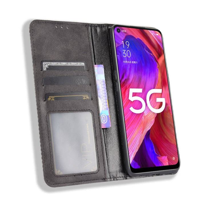 Hebilla magnética Retro Crazy Horse Texture Funda de cuero con tapa horizontal con soporte y ranuras para tarjetas y marco de fotos, For OPPO A54 5G / A74 5G / A93 5G, For OPPO A55 5G / A53s 5G, For OPPO A74 4G / F19 4G                                 ...