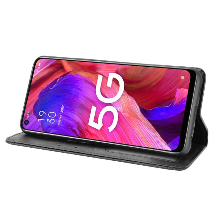 Hebilla magnética Retro Crazy Horse Texture Funda de cuero con tapa horizontal con soporte y ranuras para tarjetas y marco de fotos, For OPPO A54 5G / A74 5G / A93 5G, For OPPO A55 5G / A53s 5G, For OPPO A74 4G / F19 4G                                 ...