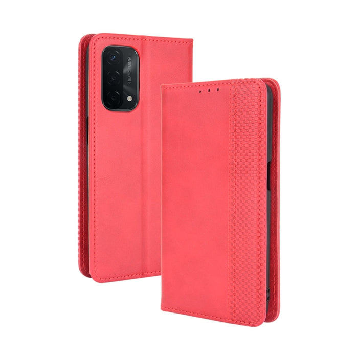 Hebilla magnética Retro Crazy Horse Texture Funda de cuero con tapa horizontal con soporte y ranuras para tarjetas y marco de fotos, For OPPO A54 5G / A74 5G / A93 5G, For OPPO A55 5G / A53s 5G, For OPPO A74 4G / F19 4G                                 ...