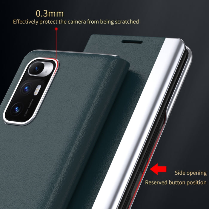 Estuche de cuero con tapa horizontal galvanizada con soporte, For Xiaomi Mix Fold