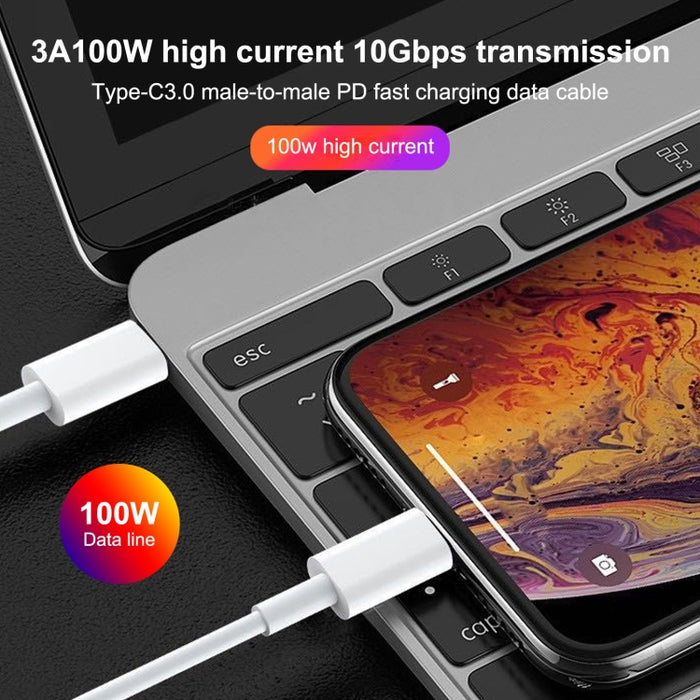 Cargador de puertos USB-C / Type-C + USB de 20 W con cable de carga rápida de 100 W Type-C a 8 pines