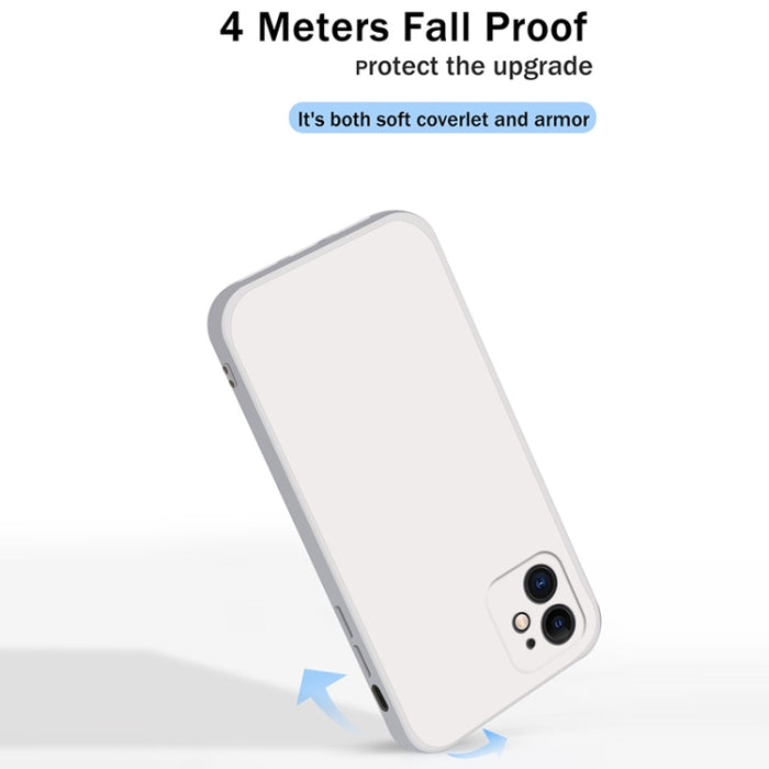 Estuche protector de cobertura total a prueba de caídas de borde recto de silicona líquida de imitación de color sólido