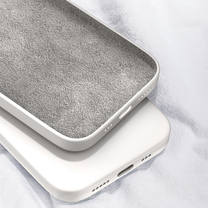Estuche protector de cobertura total a prueba de caídas de borde recto de silicona líquida de imitación de color sólido