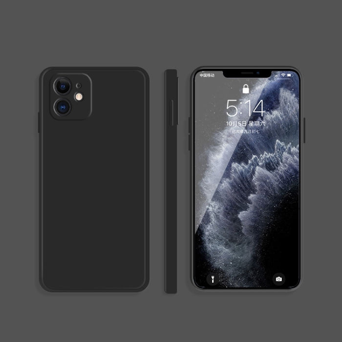 Estuche protector de cobertura total a prueba de caídas de borde recto de silicona líquida de imitación de color sólido