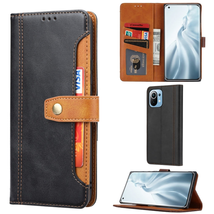 Estuche de cuero con tapa horizontal y cierre doble con textura de becerro con marco de fotos y soporte y ranuras para tarjetas y billetera, For Samsung Galaxy S21 FE, For Xiaomi Mi 11 Lite, For Xiaomi Mi 11 Pro