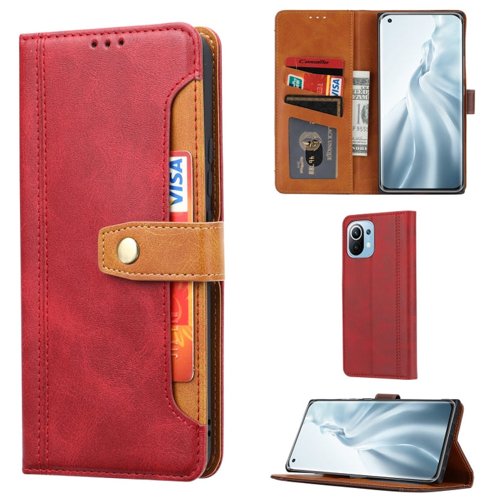 Estuche de cuero con tapa horizontal y cierre doble con textura de becerro con marco de fotos y soporte y ranuras para tarjetas y billetera, For Samsung Galaxy S21 FE, For Xiaomi Mi 11 Lite, For Xiaomi Mi 11 Pro
