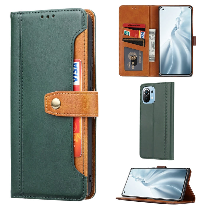 Estuche de cuero con tapa horizontal y cierre doble con textura de becerro con marco de fotos y soporte y ranuras para tarjetas y billetera, For Samsung Galaxy S21 FE, For Xiaomi Mi 11 Lite, For Xiaomi Mi 11 Pro