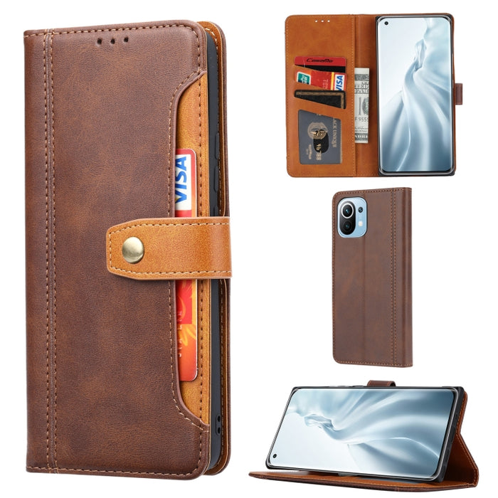 Estuche de cuero con tapa horizontal y cierre doble con textura de becerro con marco de fotos y soporte y ranuras para tarjetas y billetera, For Samsung Galaxy S21 FE, For Xiaomi Mi 11 Lite, For Xiaomi Mi 11 Pro