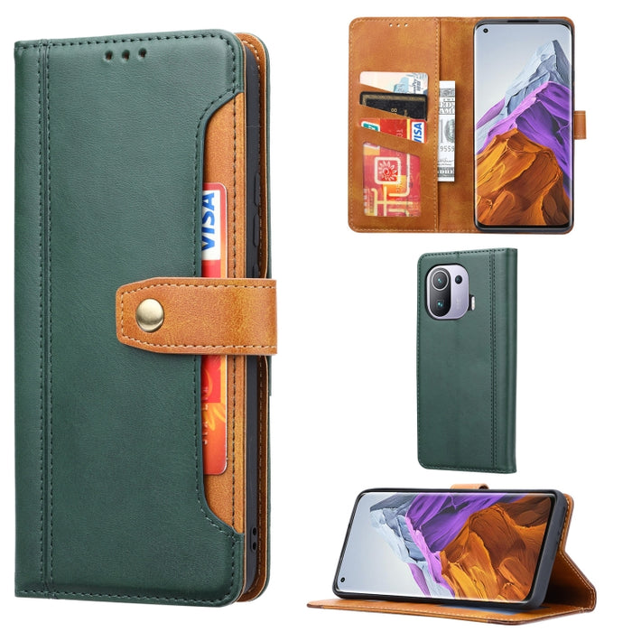 Estuche de cuero con tapa horizontal y cierre doble con textura de becerro con marco de fotos y soporte y ranuras para tarjetas y billetera, For Samsung Galaxy S21 FE, For Xiaomi Mi 11 Lite, For Xiaomi Mi 11 Pro