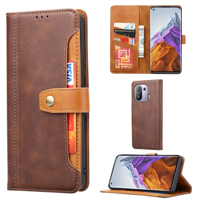 Estuche de cuero con tapa horizontal y cierre doble con textura de becerro con marco de fotos y soporte y ranuras para tarjetas y billetera, For Samsung Galaxy S21 FE, For Xiaomi Mi 11 Lite, For Xiaomi Mi 11 Pro