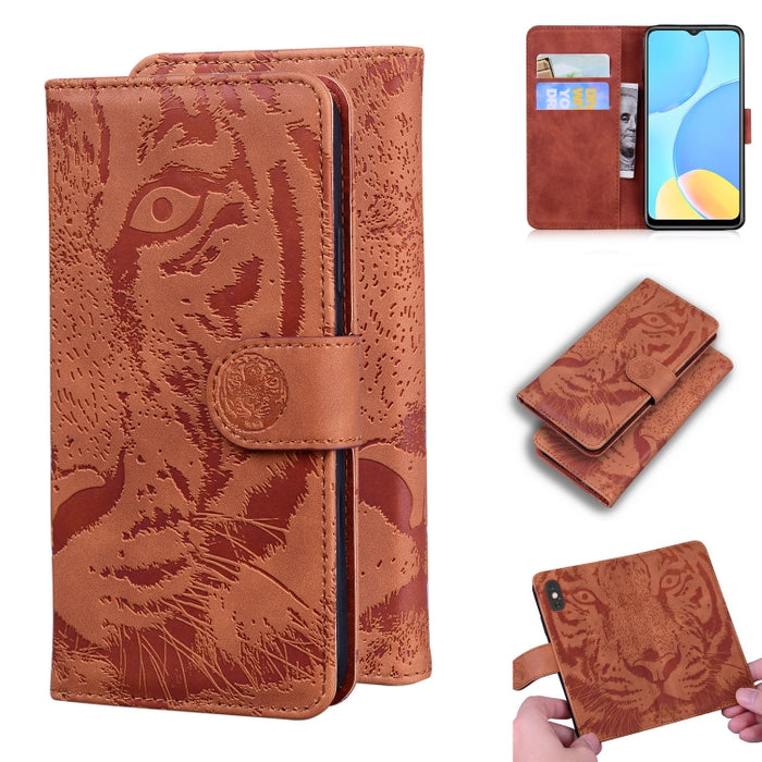 Tiger Embossing Pattern Funda de cuero con tapa horizontal con soporte y ranuras para tarjetas y billetera, For OPPO A15 / A15S, For OPPO A55 5G / A54 4G, For OPPO Realme V11 5G, For OPPO A74 4G / F19 4G, For OPPO A92S / Reno4 Z 5G                     ...