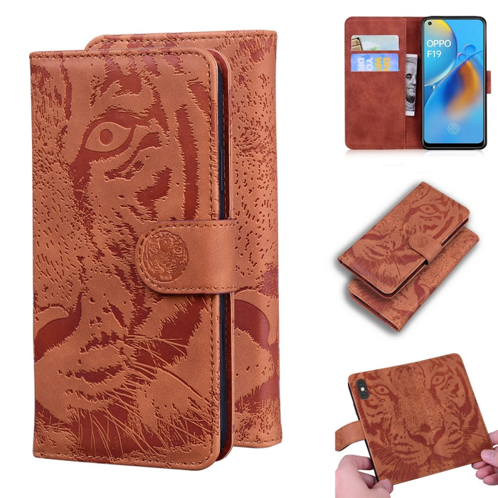 Tiger Embossing Pattern Funda de cuero con tapa horizontal con soporte y ranuras para tarjetas y billetera, For OPPO A15 / A15S, For OPPO A55 5G / A54 4G, For OPPO Realme V11 5G, For OPPO A74 4G / F19 4G, For OPPO A92S / Reno4 Z 5G                     ...