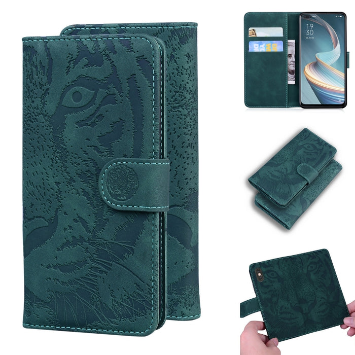 Tiger Embossing Pattern Funda de cuero con tapa horizontal con soporte y ranuras para tarjetas y billetera, For OPPO A15 / A15S, For OPPO A55 5G / A54 4G, For OPPO Realme V11 5G, For OPPO A74 4G / F19 4G, For OPPO A92S / Reno4 Z 5G                     ...