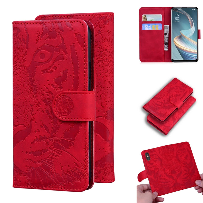 Tiger Embossing Pattern Funda de cuero con tapa horizontal con soporte y ranuras para tarjetas y billetera, For OPPO A15 / A15S, For OPPO A55 5G / A54 4G, For OPPO Realme V11 5G, For OPPO A74 4G / F19 4G, For OPPO A92S / Reno4 Z 5G                     ...