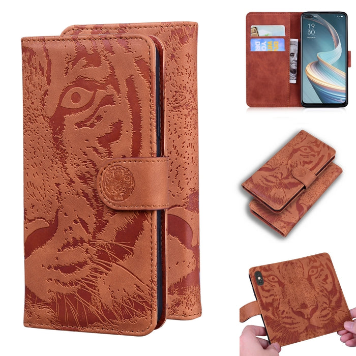 Tiger Embossing Pattern Funda de cuero con tapa horizontal con soporte y ranuras para tarjetas y billetera, For OPPO A15 / A15S, For OPPO A55 5G / A54 4G, For OPPO Realme V11 5G, For OPPO A74 4G / F19 4G, For OPPO A92S / Reno4 Z 5G                     ...