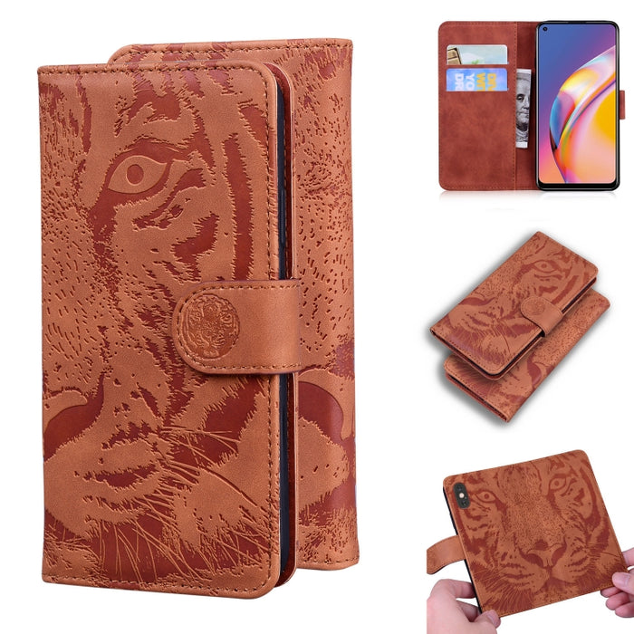 Tiger Embossing Pattern Funda de cuero con tapa horizontal con soporte y ranuras para tarjetas y billetera, For OPPO A15 / A15S, For OPPO A55 5G / A54 4G, For OPPO Realme V11 5G, For OPPO A74 4G / F19 4G, For OPPO A92S / Reno4 Z 5G                     ...