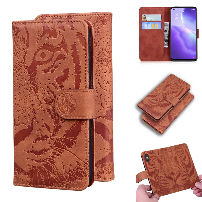 Tiger Embossing Pattern Funda de cuero con tapa horizontal con soporte y ranuras para tarjetas y billetera, For OPPO Realme X7 Pro 5G, For OPPO Reno 5 4G / Reno 5 5G, For OPPO Reno5 K / Find X3 Lite, For OPPO Reno5 Pro 5G                               ...