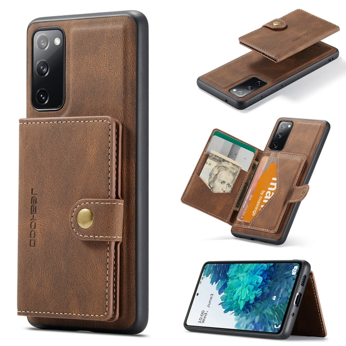 JEEHOOD Estuche protector desmontable magnético retro con billetera y ranura para tarjeta y soporte, For Samsung Galaxy A32 5G, For Samsung Galaxy S20 FE, For Samsung Galaxy S20, For Samsung Galaxy S20+, For Samsung Galaxy S20 Ultra 5G                 ...