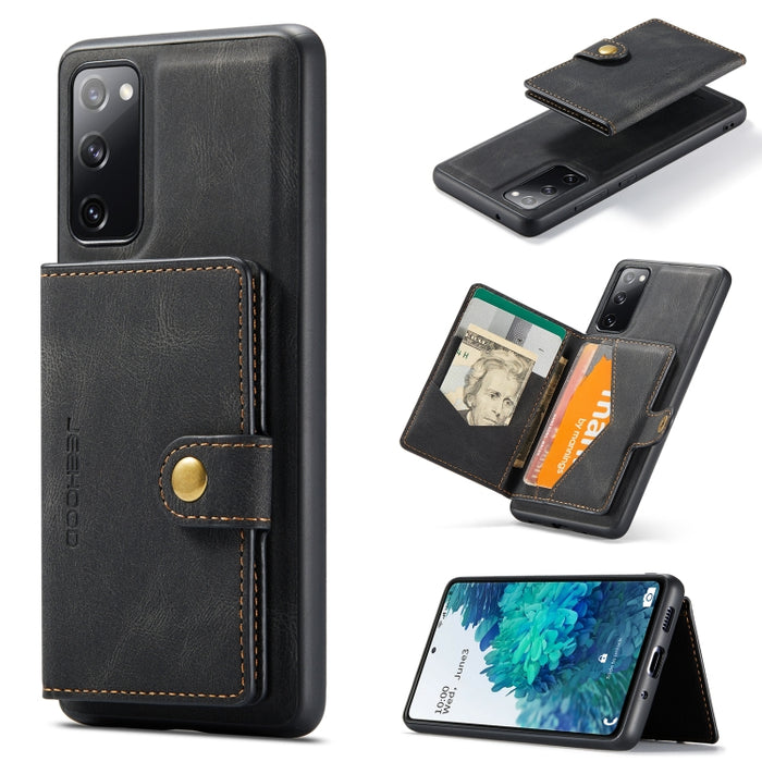 JEEHOOD Estuche protector desmontable magnético retro con billetera y ranura para tarjeta y soporte, For Samsung Galaxy A32 5G, For Samsung Galaxy S20 FE, For Samsung Galaxy S20, For Samsung Galaxy S20+, For Samsung Galaxy S20 Ultra 5G                 ...