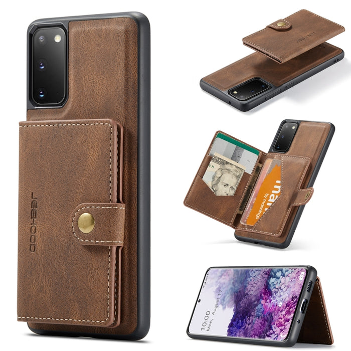 JEEHOOD Estuche protector desmontable magnético retro con billetera y ranura para tarjeta y soporte, For Samsung Galaxy A32 5G, For Samsung Galaxy S20 FE, For Samsung Galaxy S20, For Samsung Galaxy S20+, For Samsung Galaxy S20 Ultra 5G                 ...