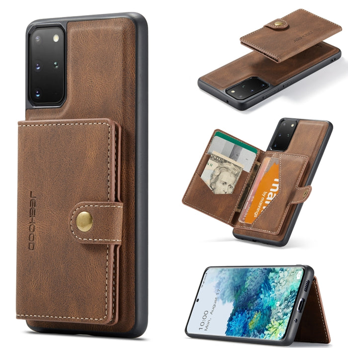 JEEHOOD Estuche protector desmontable magnético retro con billetera y ranura para tarjeta y soporte, For Samsung Galaxy A32 5G, For Samsung Galaxy S20 FE, For Samsung Galaxy S20, For Samsung Galaxy S20+, For Samsung Galaxy S20 Ultra 5G                 ...
