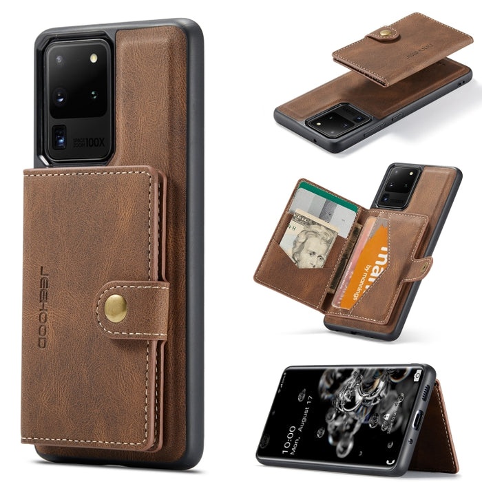 JEEHOOD Estuche protector desmontable magnético retro con billetera y ranura para tarjeta y soporte, For Samsung Galaxy A32 5G, For Samsung Galaxy S20 FE, For Samsung Galaxy S20, For Samsung Galaxy S20+, For Samsung Galaxy S20 Ultra 5G                 ...