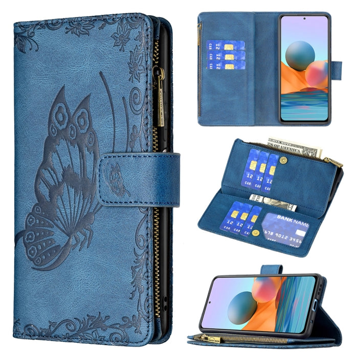Estuche de cuero con tapa horizontal y cremallera con estampado de mariposa voladora con soporte y ranuras para tarjetas y billetera, For Xiaomi Redmi 9A, For Xiaomi Redmi 9C, For Xiaomi Redmi 9, For Xiaomi Redmi Note 10 Pro                            ...