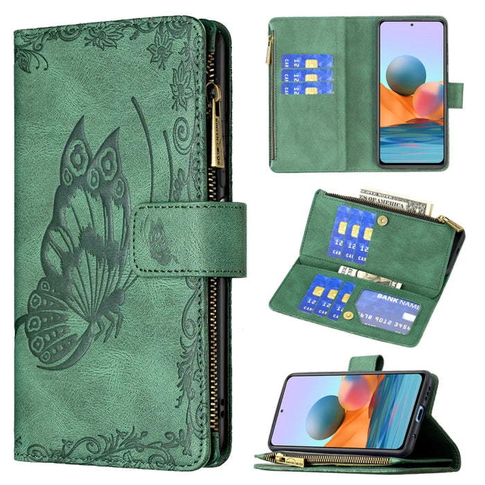 Estuche de cuero con tapa horizontal y cremallera con estampado de mariposa voladora con soporte y ranuras para tarjetas y billetera, For Xiaomi Redmi 9A, For Xiaomi Redmi 9C, For Xiaomi Redmi 9, For Xiaomi Redmi Note 10 Pro                            ...