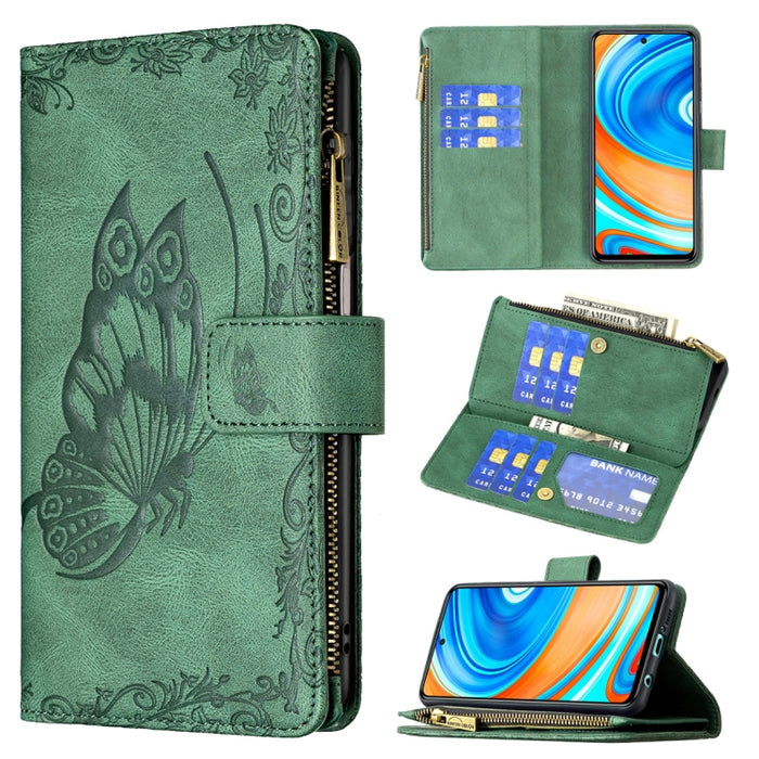 Estuche de cuero con tapa horizontal y cremallera con estampado de mariposa voladora con soporte y ranuras para tarjetas y billetera, For Xiaomi Redmi 9A, For Xiaomi Redmi 9C, For Xiaomi Redmi 9, For Xiaomi Redmi Note 10 Pro                            ...