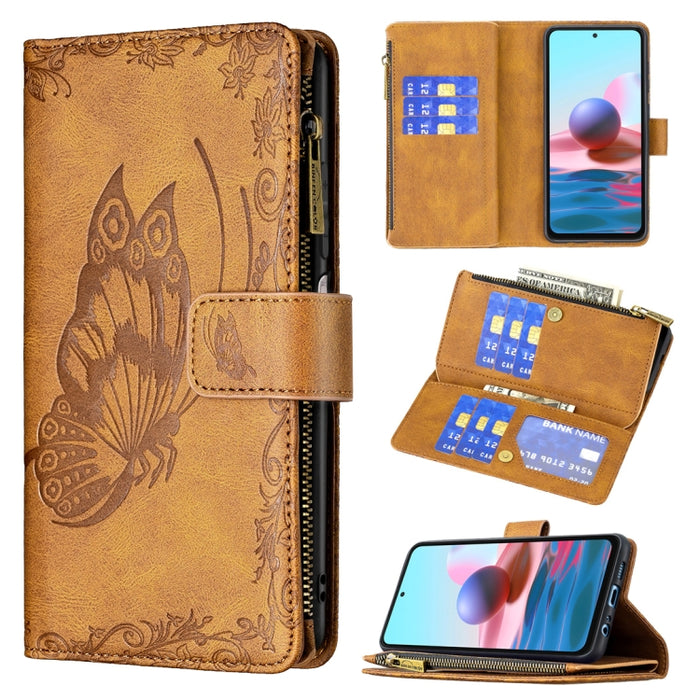 Estuche de cuero con tapa horizontal y cremallera con estampado de mariposa voladora con soporte y ranuras para tarjetas y billetera, For Xiaomi Redmi 9A, For Xiaomi Redmi 9C, For Xiaomi Redmi 9, For Xiaomi Redmi Note 10 Pro                            ...