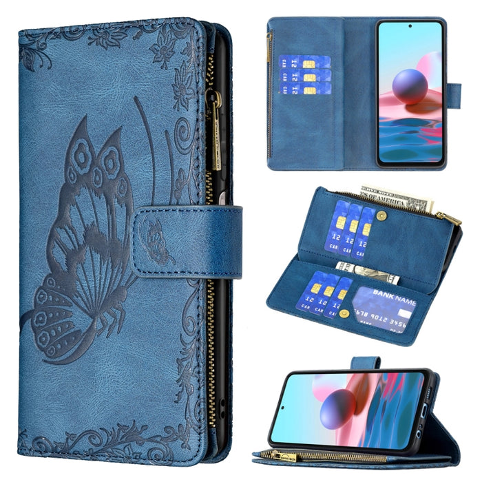 Estuche de cuero con tapa horizontal y cremallera con estampado de mariposa voladora con soporte y ranuras para tarjetas y billetera, For Xiaomi Redmi 9A, For Xiaomi Redmi 9C, For Xiaomi Redmi 9, For Xiaomi Redmi Note 10 Pro                            ...