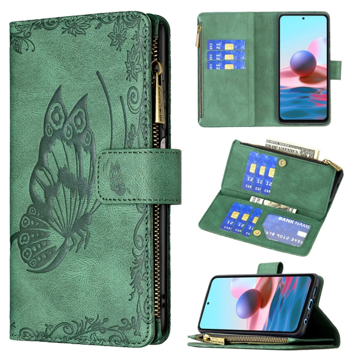Estuche de cuero con tapa horizontal y cremallera con estampado de mariposa voladora con soporte y ranuras para tarjetas y billetera, For Xiaomi Redmi 9A, For Xiaomi Redmi 9C, For Xiaomi Redmi 9, For Xiaomi Redmi Note 10 Pro                            ...
