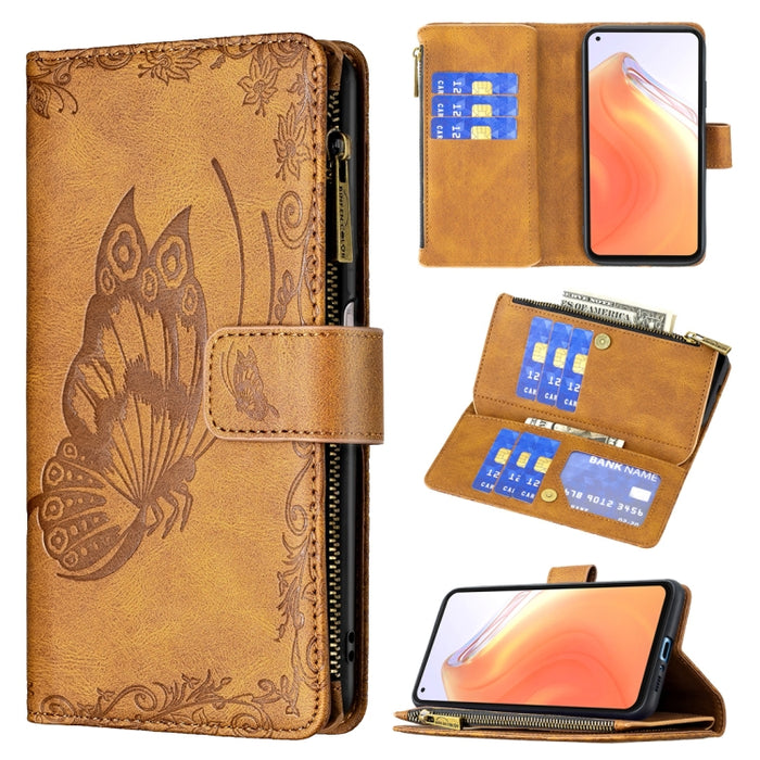 Estuche de cuero con tapa horizontal y cremallera con estampado de mariposa voladora con soporte y ranuras para tarjetas y billetera, For Xiaomi Redmi 9A, For Xiaomi Redmi 9C, For Xiaomi Redmi 9, For Xiaomi Redmi Note 10 Pro                            ...