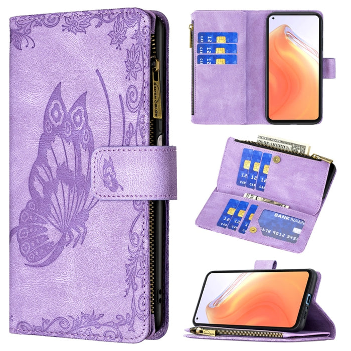 Estuche de cuero con tapa horizontal y cremallera con estampado de mariposa voladora con soporte y ranuras para tarjetas y billetera, For Xiaomi Redmi 9A, For Xiaomi Redmi 9C, For Xiaomi Redmi 9, For Xiaomi Redmi Note 10 Pro                            ...