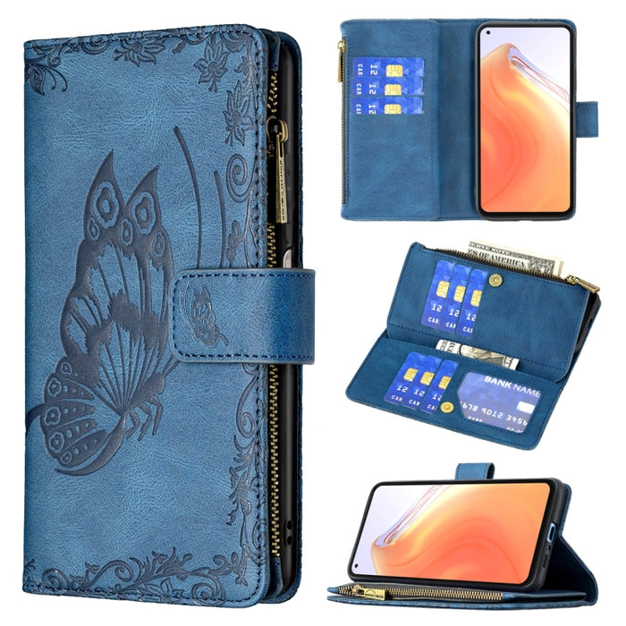 Estuche de cuero con tapa horizontal y cremallera con estampado de mariposa voladora con soporte y ranuras para tarjetas y billetera, For Xiaomi Redmi 9A, For Xiaomi Redmi 9C, For Xiaomi Redmi 9, For Xiaomi Redmi Note 10 Pro                            ...