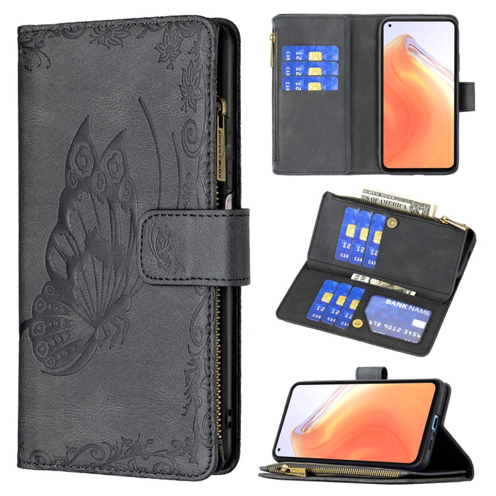 Estuche de cuero con tapa horizontal y cremallera con estampado de mariposa voladora con soporte y ranuras para tarjetas y billetera, For Xiaomi Redmi 9A, For Xiaomi Redmi 9C, For Xiaomi Redmi 9, For Xiaomi Redmi Note 10 Pro                            ...