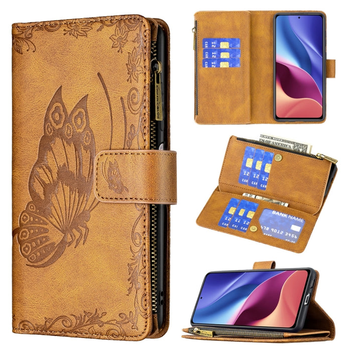 Estuche de cuero con tapa horizontal y cremallera con estampado de mariposa voladora con soporte y ranuras para tarjetas y billetera, For Xiaomi Redmi 9A, For Xiaomi Redmi 9C, For Xiaomi Redmi 9, For Xiaomi Redmi Note 10 Pro                            ...