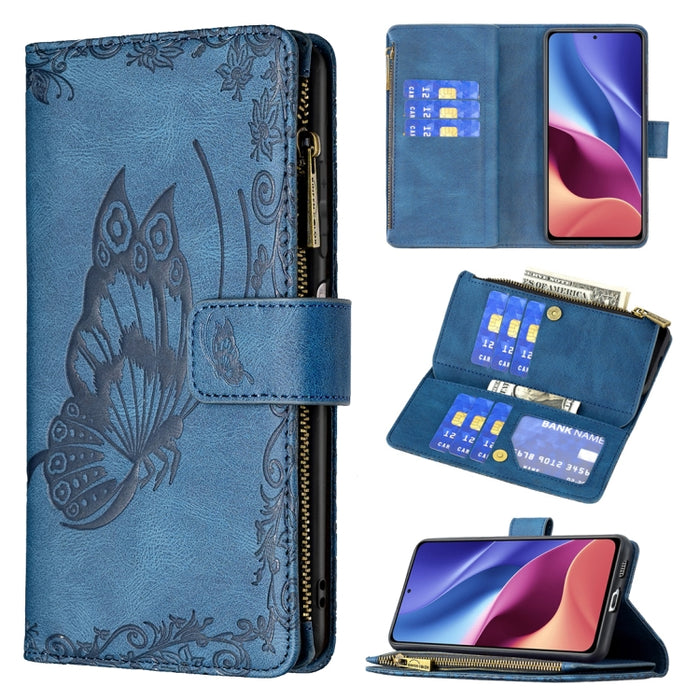 Estuche de cuero con tapa horizontal y cremallera con estampado de mariposa voladora con soporte y ranuras para tarjetas y billetera, For Xiaomi Redmi 9A, For Xiaomi Redmi 9C, For Xiaomi Redmi 9, For Xiaomi Redmi Note 10 Pro                            ...