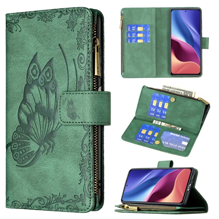 Estuche de cuero con tapa horizontal y cremallera con estampado de mariposa voladora con soporte y ranuras para tarjetas y billetera, For Xiaomi Redmi 9A, For Xiaomi Redmi 9C, For Xiaomi Redmi 9, For Xiaomi Redmi Note 10 Pro                            ...