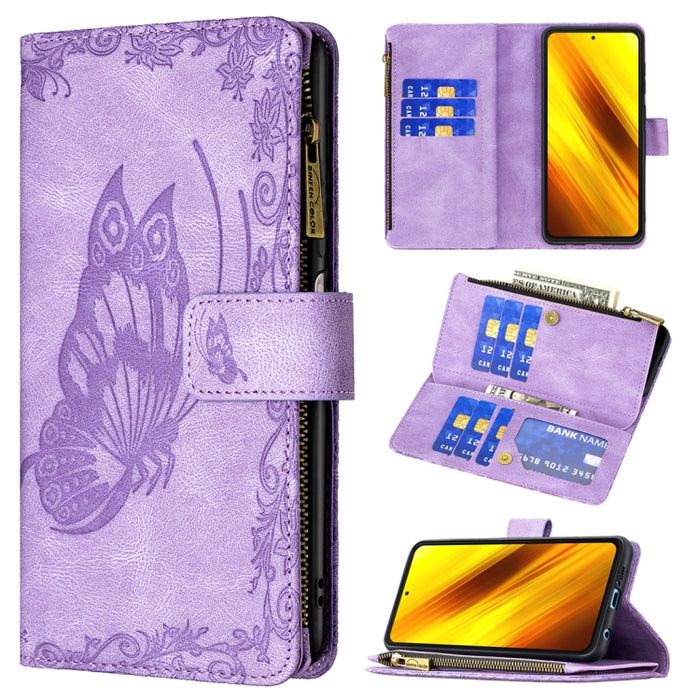 Estuche de cuero con tapa horizontal y cremallera con estampado de mariposa voladora con soporte y ranuras para tarjetas y billetera, For Xiaomi Redmi 9A, For Xiaomi Redmi 9C, For Xiaomi Redmi 9, For Xiaomi Redmi Note 10 Pro                            ...