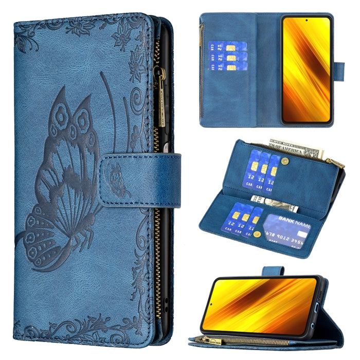 Estuche de cuero con tapa horizontal y cremallera con estampado de mariposa voladora con soporte y ranuras para tarjetas y billetera, For Xiaomi Redmi 9A, For Xiaomi Redmi 9C, For Xiaomi Redmi 9, For Xiaomi Redmi Note 10 Pro                            ...