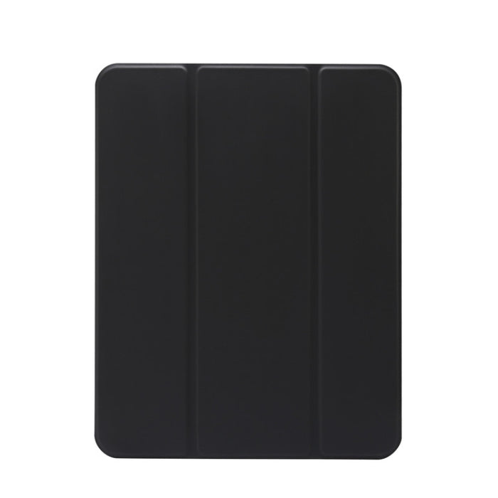 Estuche de cuero de TPU + PU transparente a prueba de golpes con textura de piel prensada eléctrica de tres pliegues con soporte y ranura para bolígrafo y función de reposo / activación