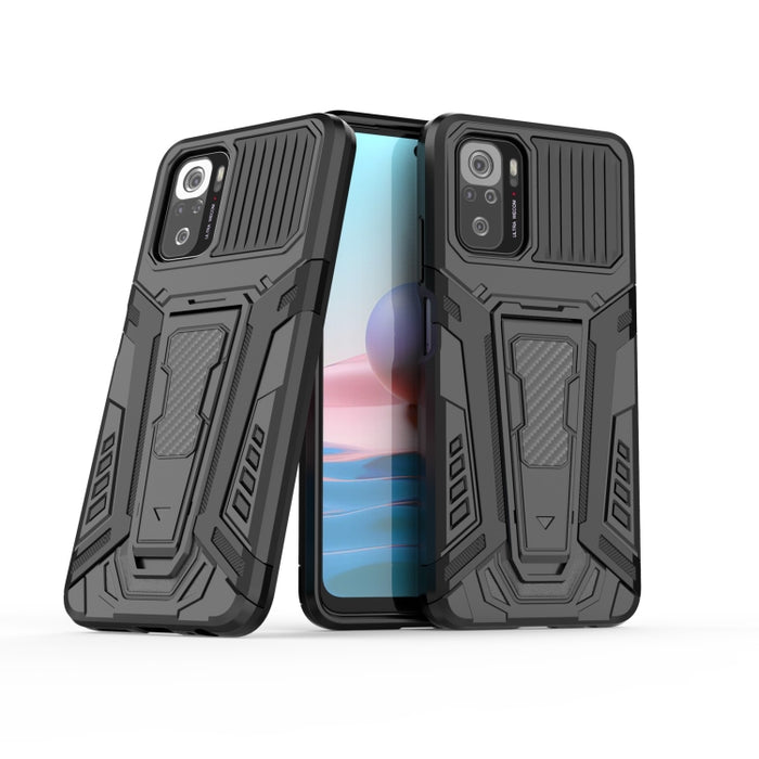 War Chariot Series Armor Todo incluido a prueba de golpes PC + TPU Funda protectora con soporte invisible, For Xiaomi Redmi Note 10 4G, For Xiaomi Redmi Note 10 Pro