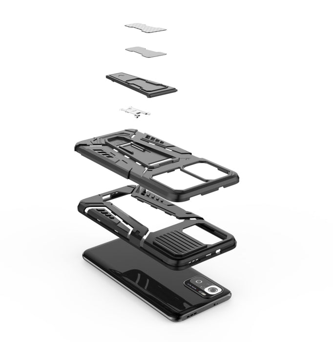War Chariot Series Armor Todo incluido a prueba de golpes PC + TPU Funda protectora con soporte invisible, For Xiaomi Redmi Note 10 4G, For Xiaomi Redmi Note 10 Pro