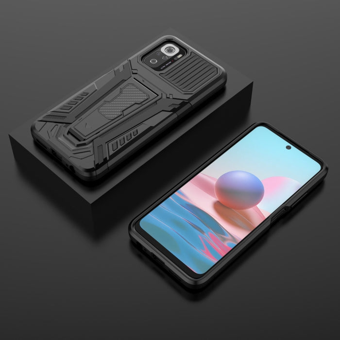 War Chariot Series Armor Todo incluido a prueba de golpes PC + TPU Funda protectora con soporte invisible, For Xiaomi Redmi Note 10 4G, For Xiaomi Redmi Note 10 Pro