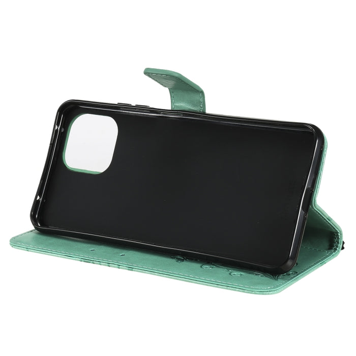 Estuche de cuero de PU con tapa horizontal con patrón de mariposa estampado prensado con soporte y ranuras para tarjetas y billetera y cordón, For Xiaomi Mi 11 Lite, For Xiaomi Mi 11 Pro