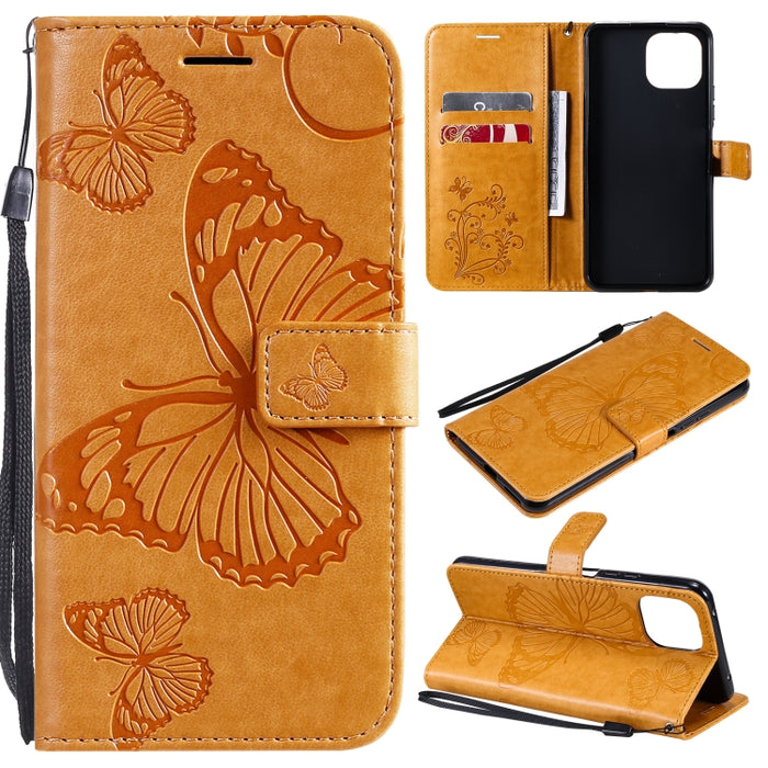 Estuche de cuero de PU con tapa horizontal con patrón de mariposa estampado prensado con soporte y ranuras para tarjetas y billetera y cordón, For Xiaomi Mi 11 Lite, For Xiaomi Mi 11 Pro