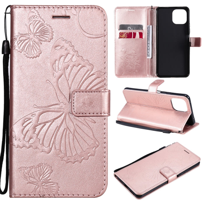 Estuche de cuero de PU con tapa horizontal con patrón de mariposa estampado prensado con soporte y ranuras para tarjetas y billetera y cordón, For Xiaomi Mi 11 Lite, For Xiaomi Mi 11 Pro